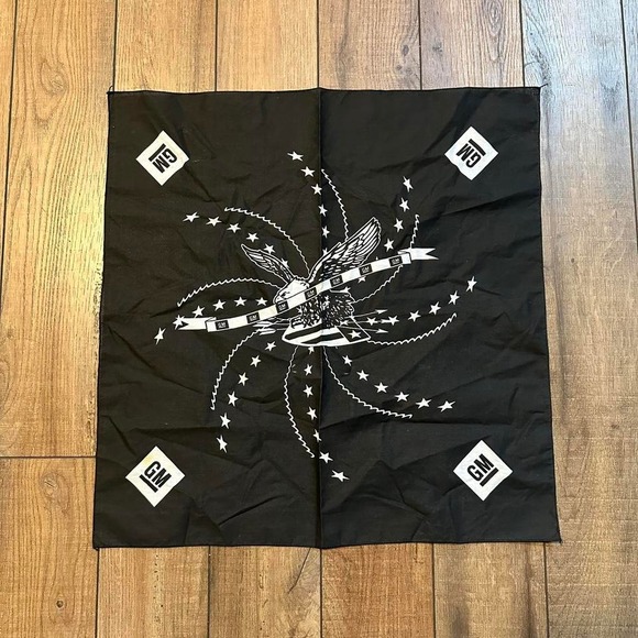 Vintage GM General Motors Bandana Eagle‎ Black White Graphic 90s